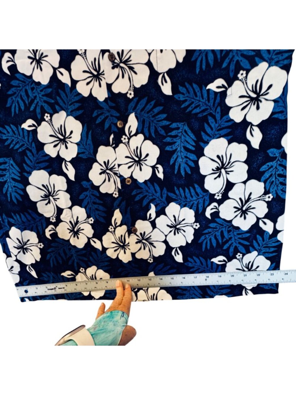 RJC Men's Aloha Shirt Size XL Blue Floral Hibiscus Tropical Beach Hawaii USA EUC - Picture 10 of 10